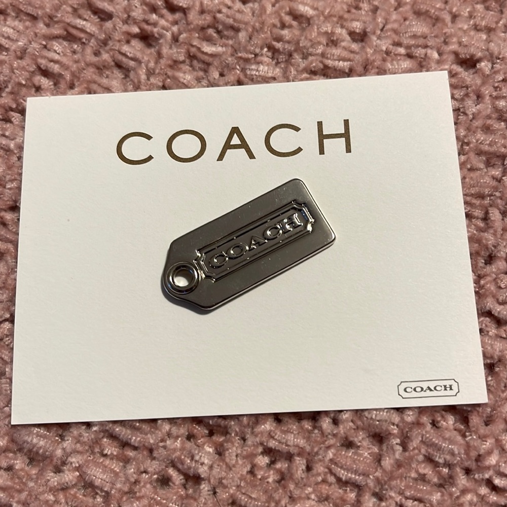 NEW 1.25" SMALL COACH SILVER NICKEL METAL KEYFOB BAG CHARM KEYCHAIN HANGTAG TAG